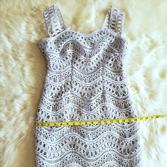 Lela Rose Sheath Dress Wave Lace in Ice Blue Size 2 EUC - Picture 15 of 16